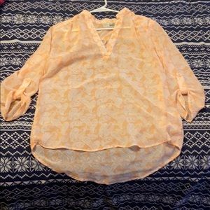 V-neck peach blouse